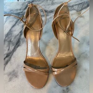 Stuart Weitzman Nude Patent Lexie Sandals Sz 9.5
